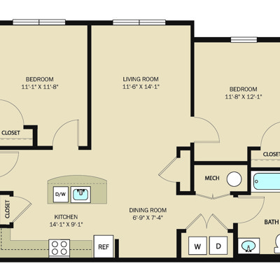 2 Bed, 1 Bath