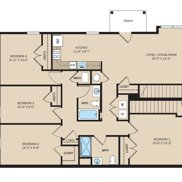 4 Bed 2 Bath