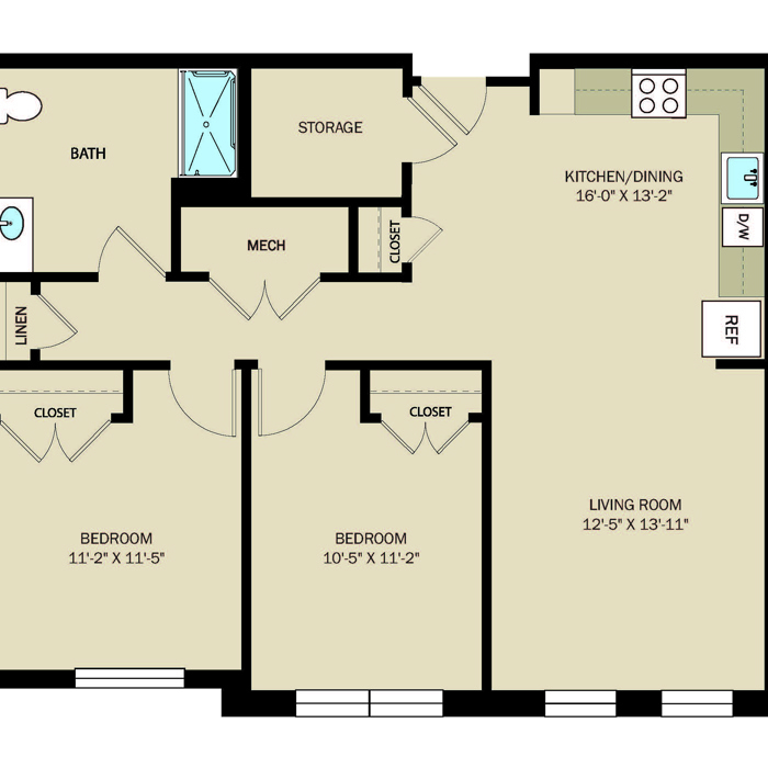 2 Bed 1 Bath