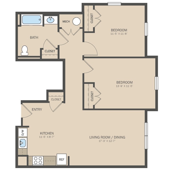 2 Bed 1 Bath