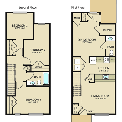 3 Bed 1.5 Bath