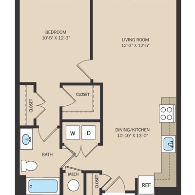 Unit 1E - 1 Bed 1 Bath