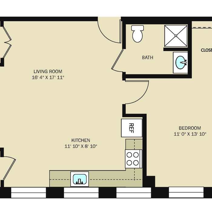 1C - 1 BR, 1 BA