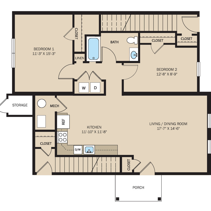 2 Bed 1 Bath