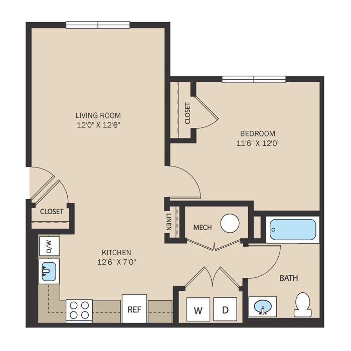 1 Bed 1 Bath