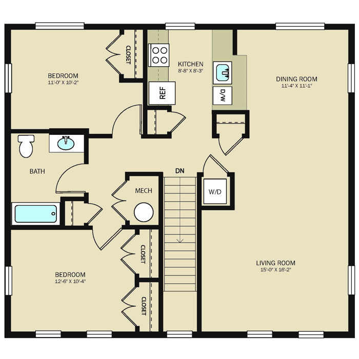 2 Bed 1 Bath