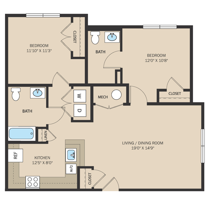 2 Bed 1 Bath