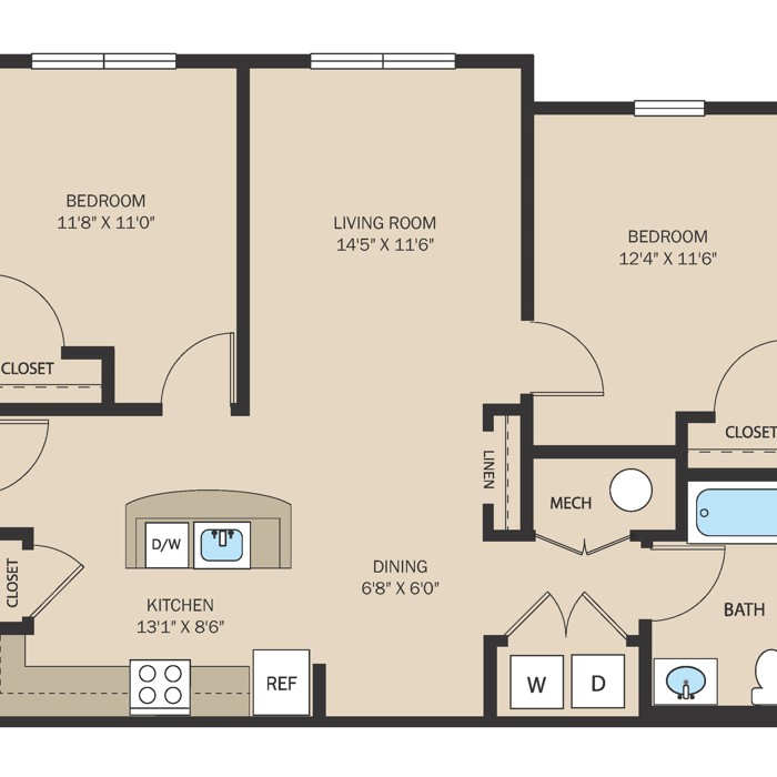 2 Bed 1 Bath
