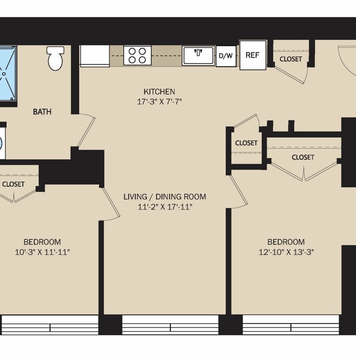 2 Bed 1 Bath