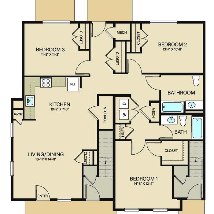 3 Bed 2 Bath