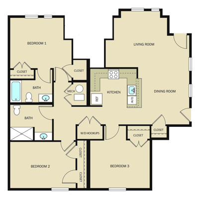 3 Bed 2 Bath