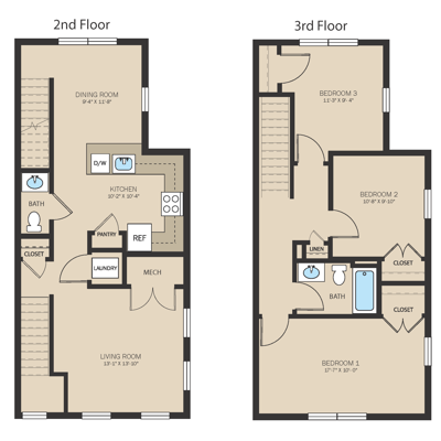 Unit J - 3 Bed, 1.5 Bath
