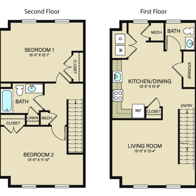 2 Bed 1.5 Bath