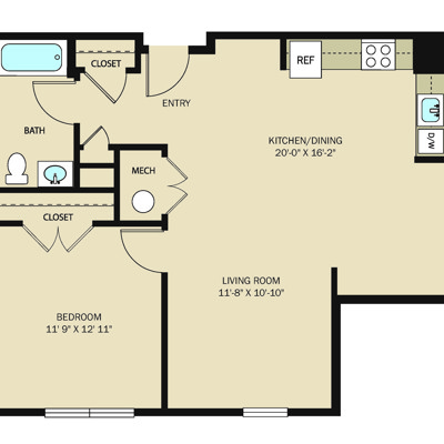 Unit D - 1 Bed, 1 Bath