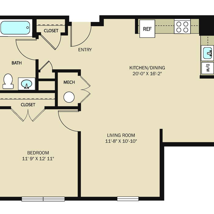 Unit D - 1 Bed, 1 Bath