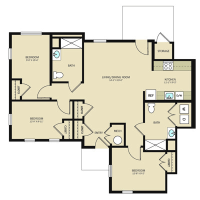 3 Bed 2 Bath