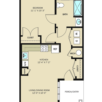 1 Bed 1 Bath - B