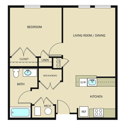 1 Bed 1 Bath