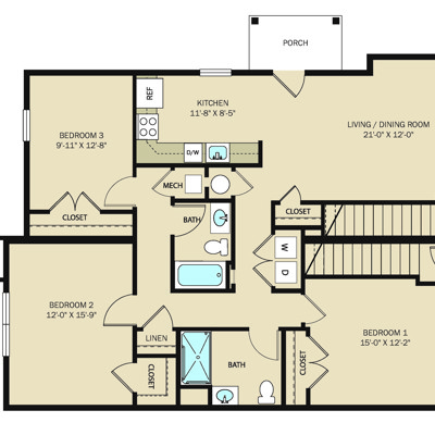 3 Bed 2 Bath