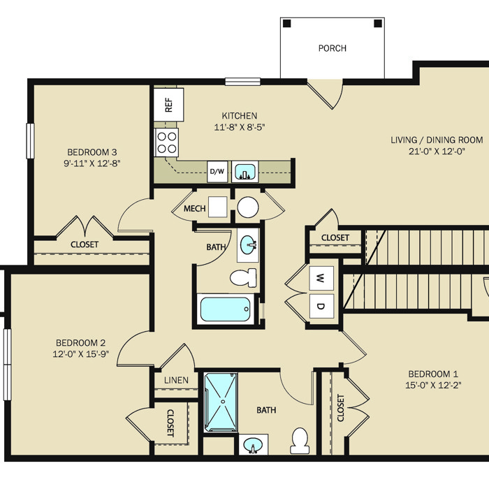 3 Bed 2 Bath