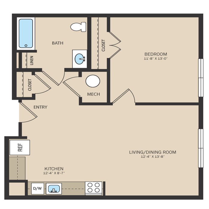 Unit C1 - 1 Bed 1 Bath