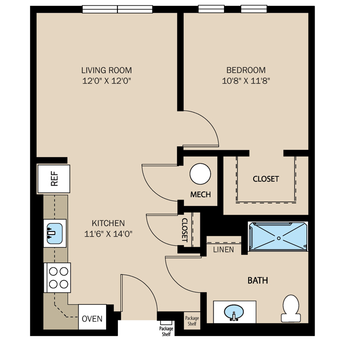 1 Bed 1 Bath